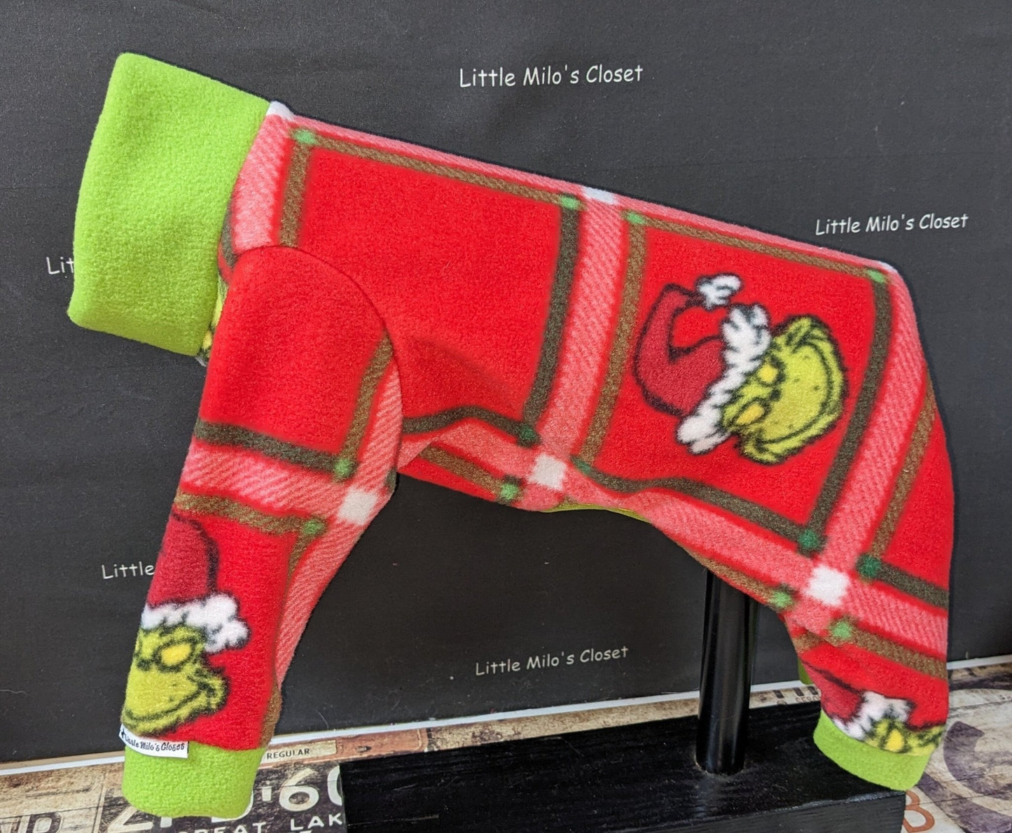 Christmas Italian Greyhound Plush Fleece Jammies - Little Milo's Closet