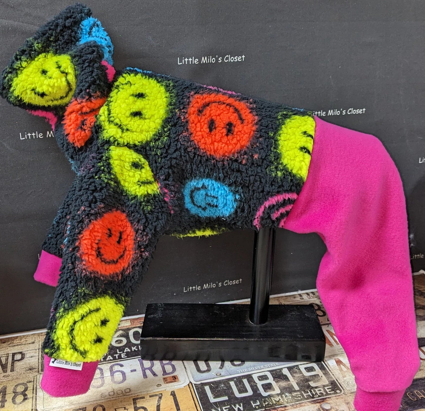 Custom Iggy Smiley Face Sherpa & Fleece Bodysuit - Little Milo's Closet