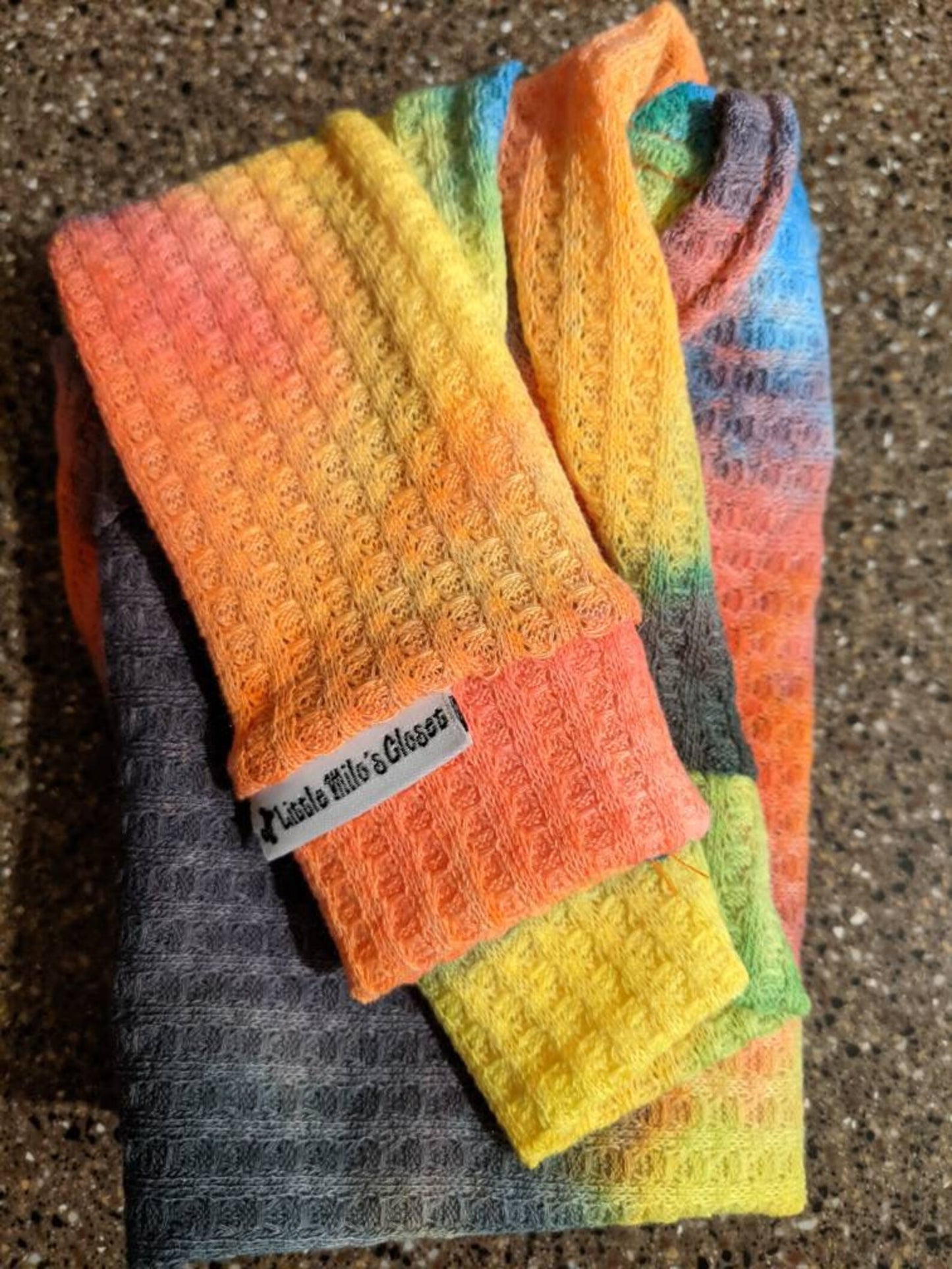 Waffle Weave Italian Greyhound Tops, Tie Dyed Waffle Weave, Bright Iggy tops. Soft Snooded Waffle Tops - Little Milo's Closet