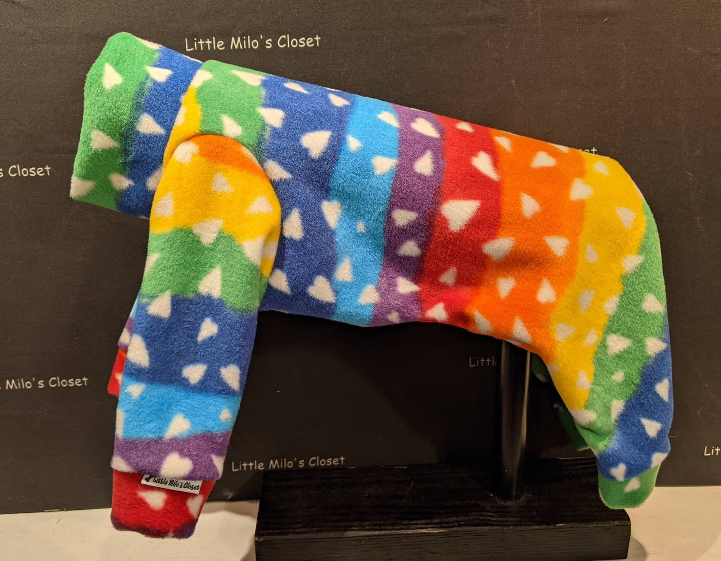 Rainbow Heart Italian Greyhound Plush Fleece Jammies - Little Milo's Closet