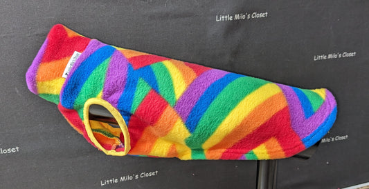 Rainbow Stripe Italian Greyhound Plush Fleece Vests
