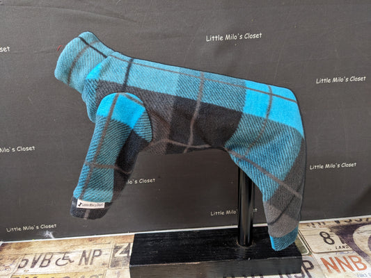 Teal and black plaid fleece bodysuits