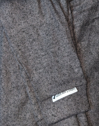 Grey hacci knit Italian Greyhound sweater folded flat, showing the soft brushed texture