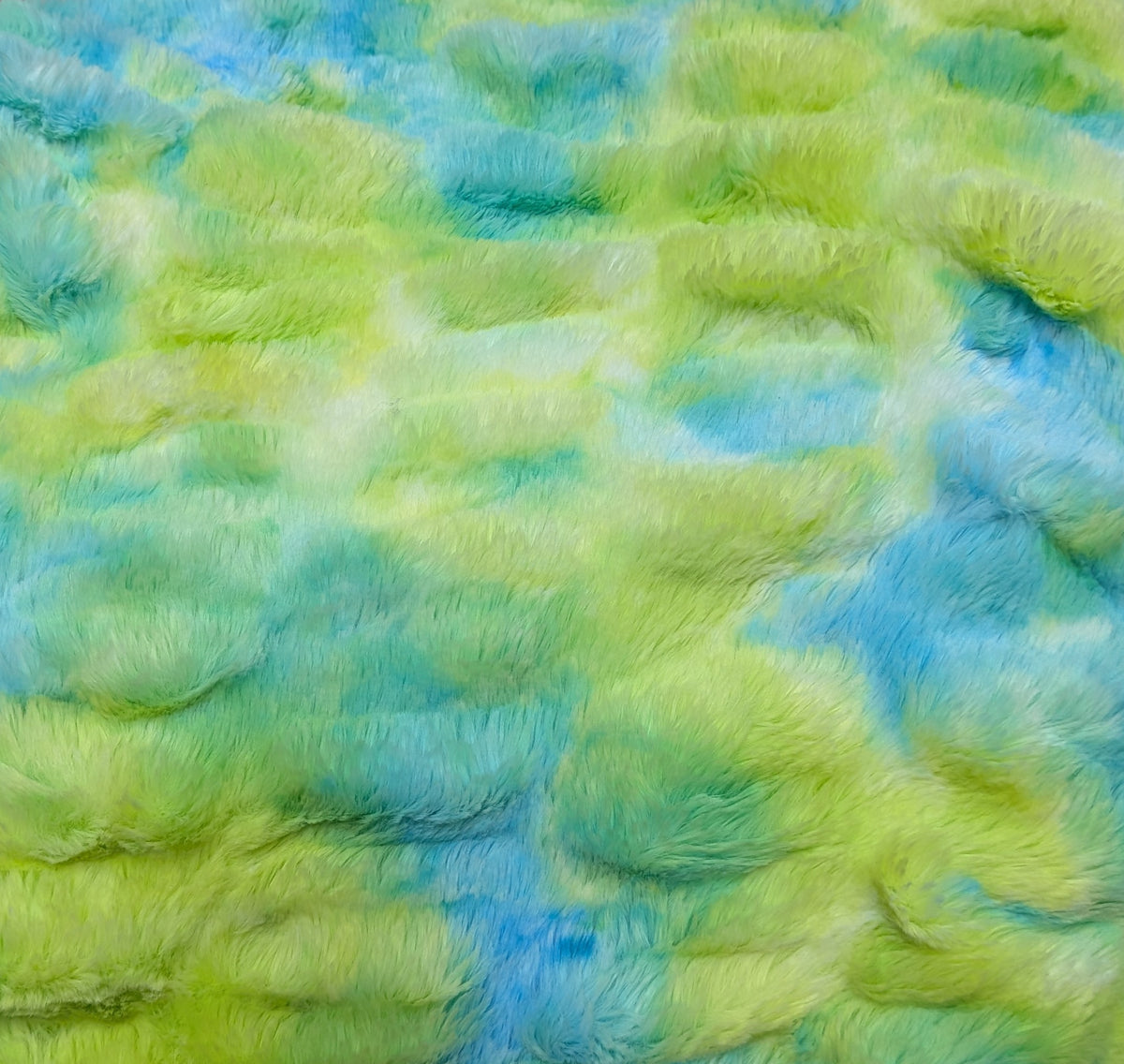 Plush fur fabric option for Italian Greyhound nap sacs and sleep sacs: lime green and blue tie dye