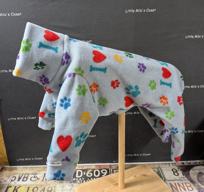 Custom Fleece Bodysuit Hearts and Paws