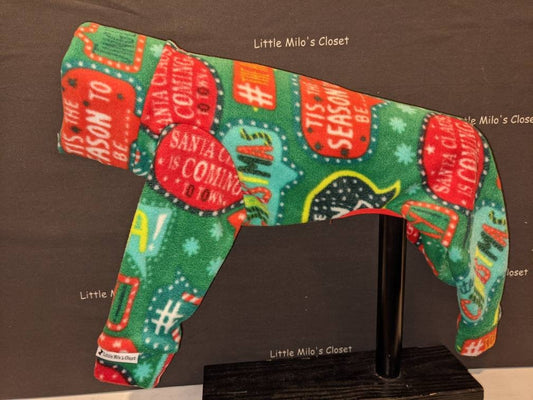 Christmas Sayings Italian Greyhound Plush Fleece Jammies